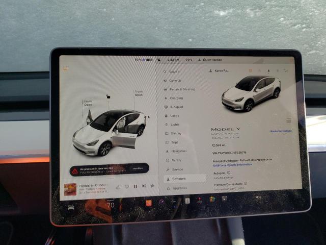 7SAYGDEE7NF535719 | 2022 TESLA MODEL Y