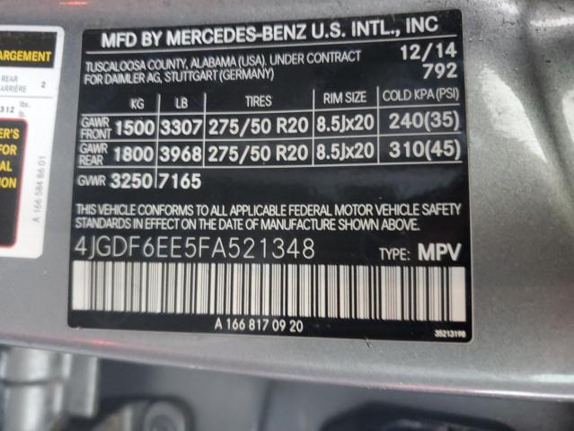 VIN 4JGDF6EE5FA521348 2015 Mercedes-Benz GL-Class, ... no.13