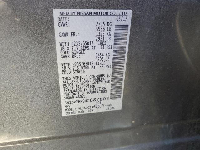 5N1DR2MN9HC687803 | 2017 NISSAN PATHFINDER
