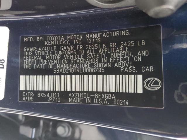 58AD21B14LU006795 | 2020 LEXUS ES 300H