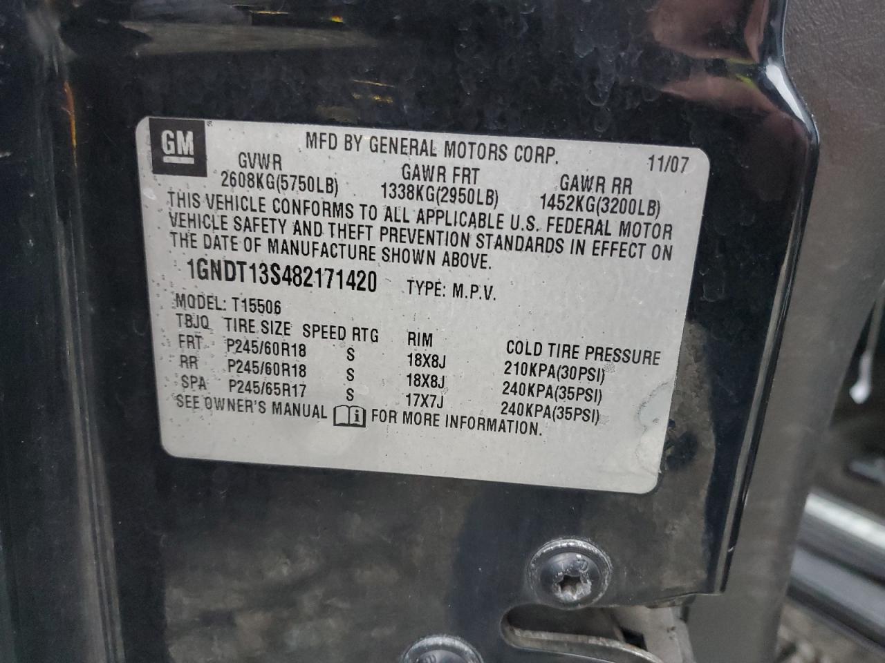 1GNDT13S482171420 2008 Chevrolet Trailblazer Ls