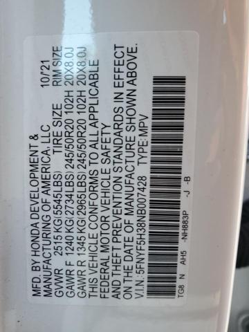 2022 HONDA PILOT SPOR - 5FNYF5H38NB007428