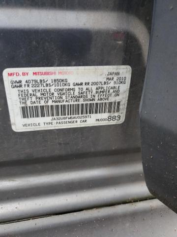 2010 Mitsubishi Lancer Gts VIN: JA32U8FW6AU025971 Lot: 39827954