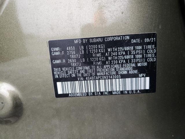 2022 SUBARU OUTBACK TO - 4S4BTAPC0N3143005