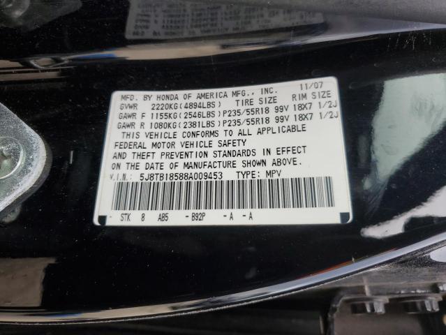 2008 Acura Rdx Technology VIN: 5J8TB18588A009453 Lot: 38782104