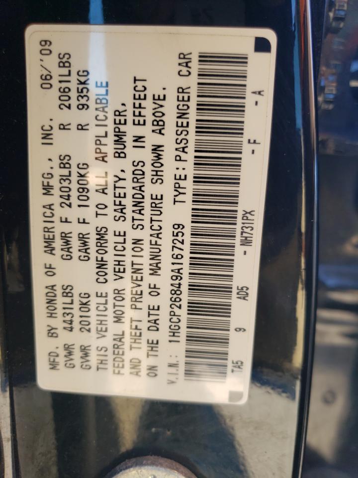1HGCP26849A167259 2009 Honda Accord Exl