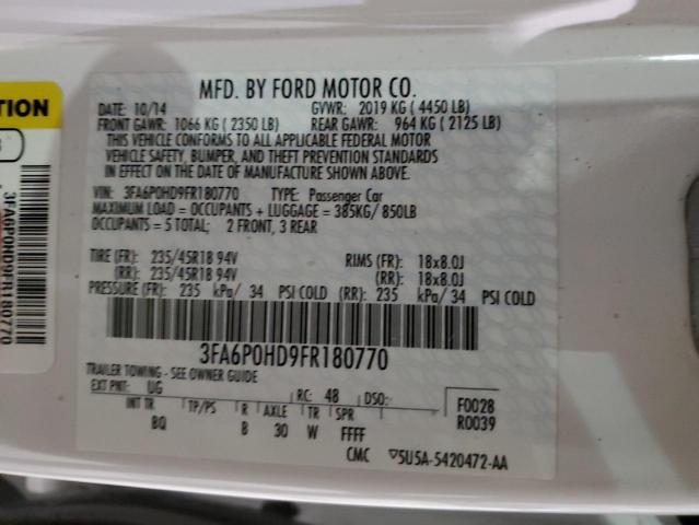 VIN 3FA6P0HD9FR180770 2015 Ford Fusion, SE no.12