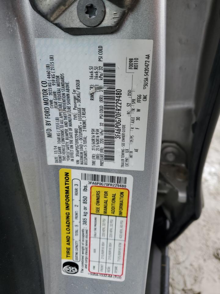 3FA6P0G70FR229480 2015 Ford Fusion S