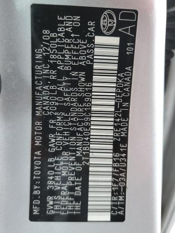 2009 Toyota Corolla Base VIN: 2T1BU40E99C169016 Lot: 40811374