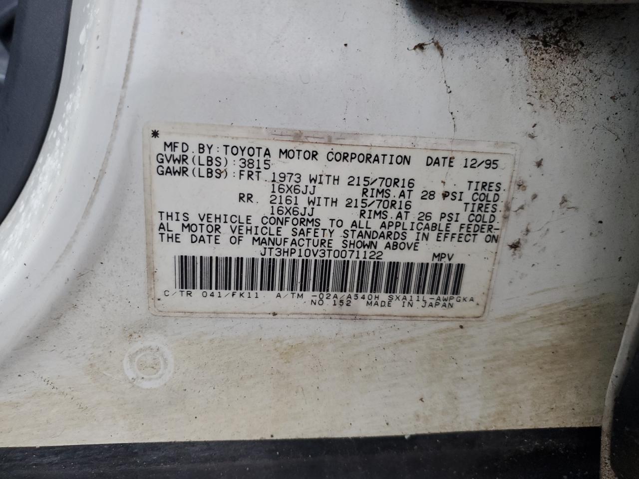 JT3HP10V3T0071122 1996 Toyota Rav4