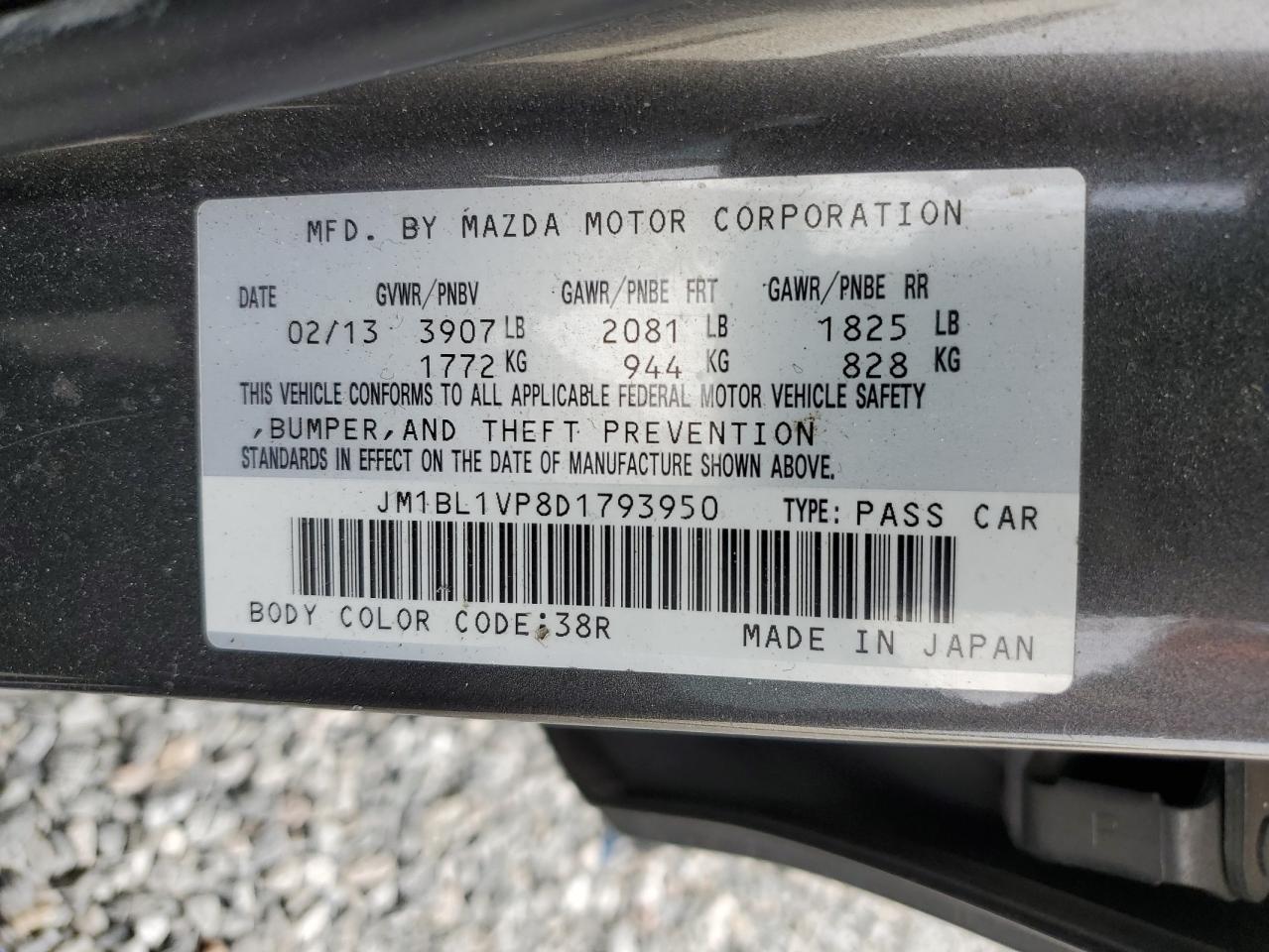 JM1BL1VP8D1793950 2013 Mazda 3 I