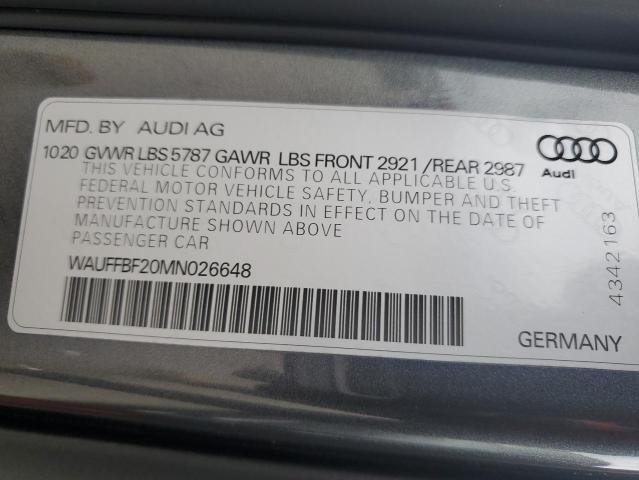 2021 AUDI S6 PRESTIG WAUFFBF20MN026648