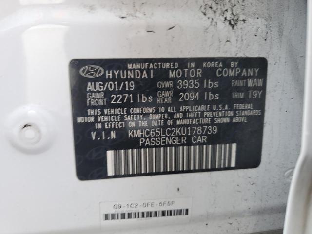 2019 HYUNDAI IONIQ BLUE - KMHC65LC2KU178739