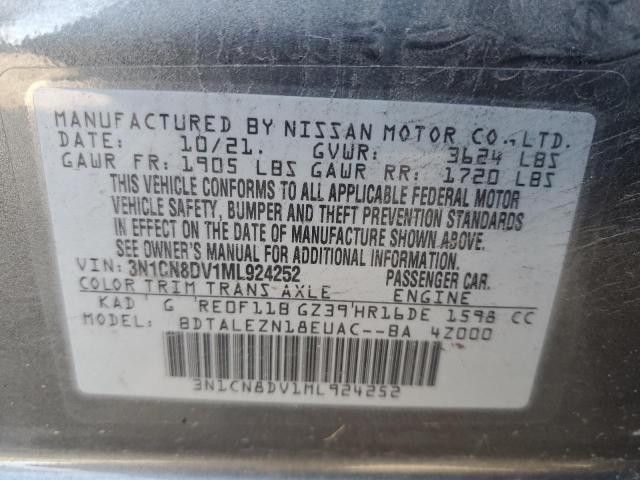 3N1CN8DV1ML924252 | 2021 NISSAN VERSA S