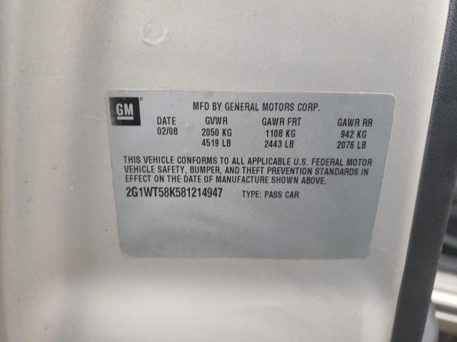 2008 Chevrolet Impala Lt VIN: 2G1WT58K581214947 Lot: 55561054