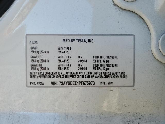 7SAYGDEE4PF675973 | 2023 TESLA MODEL Y