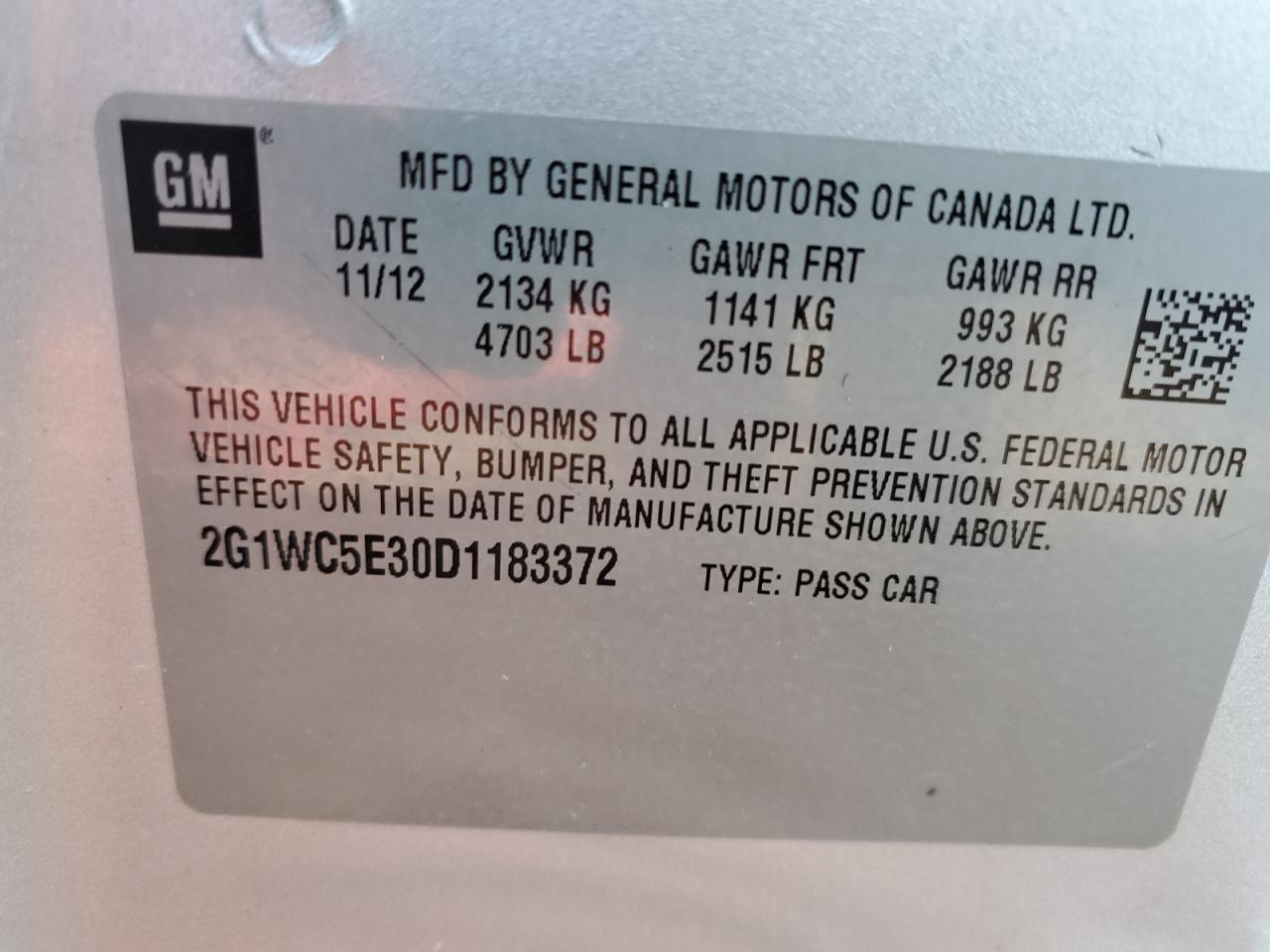 2G1WC5E30D1183372 2013 Chevrolet Impala Ltz