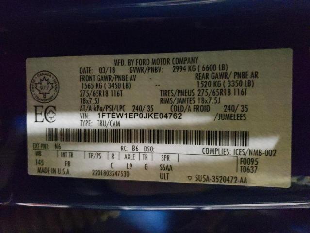 2018 FORD F150 SUPER - 1FTEW1EP0JKE04762