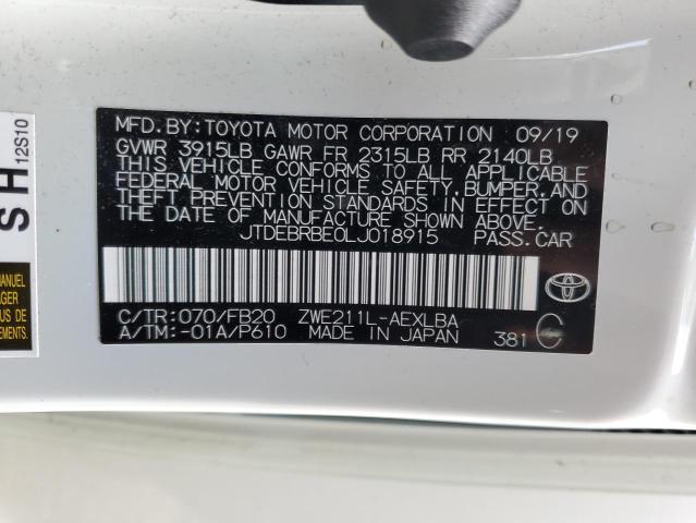 JTDEBRBE0LJ018915 | 2020 TOYOTA COROLLA LE