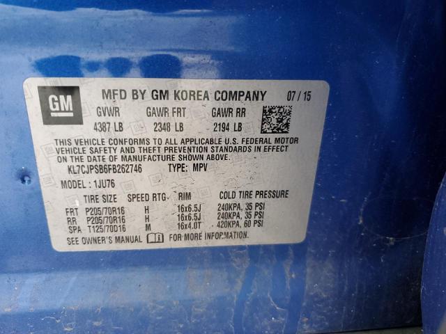 2015 CHEVROLET TRAX 1LS - KL7CJPSB6FB262746