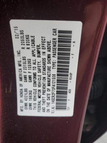 1HGCR2F70FA121506 | 2015 HONDA ACCORD EX