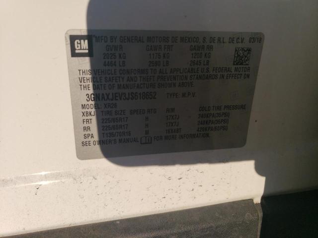 2018 CHEVROLET EQUINOX LT 3GNAXJEV3JS618652