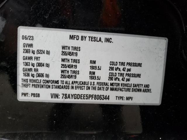 7SAYGDEE5PF806344 | 2023 TESLA MODEL Y