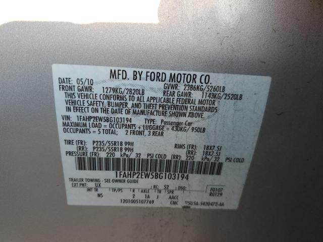 1FAHP2EW5BG103194 | 2011 Ford taurus sel