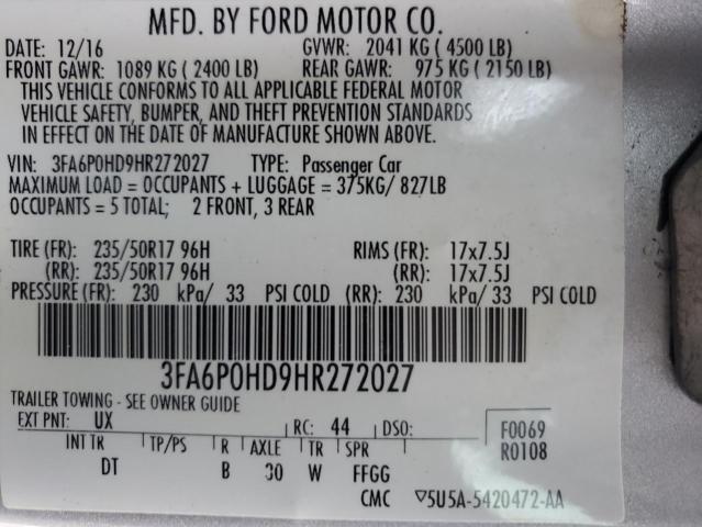 3FA6P0HD9HR272027 | 2017 FORD FUSION SE