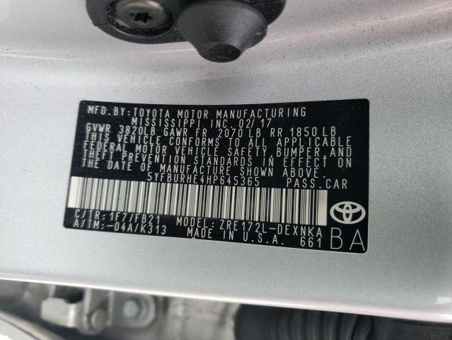 5YFBURHE4HP645365 | 2017 TOYOTA COROLLA L