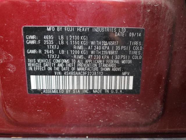 2015 SUBARU OUTBACK 2. 4S4BSAAC9F3238112