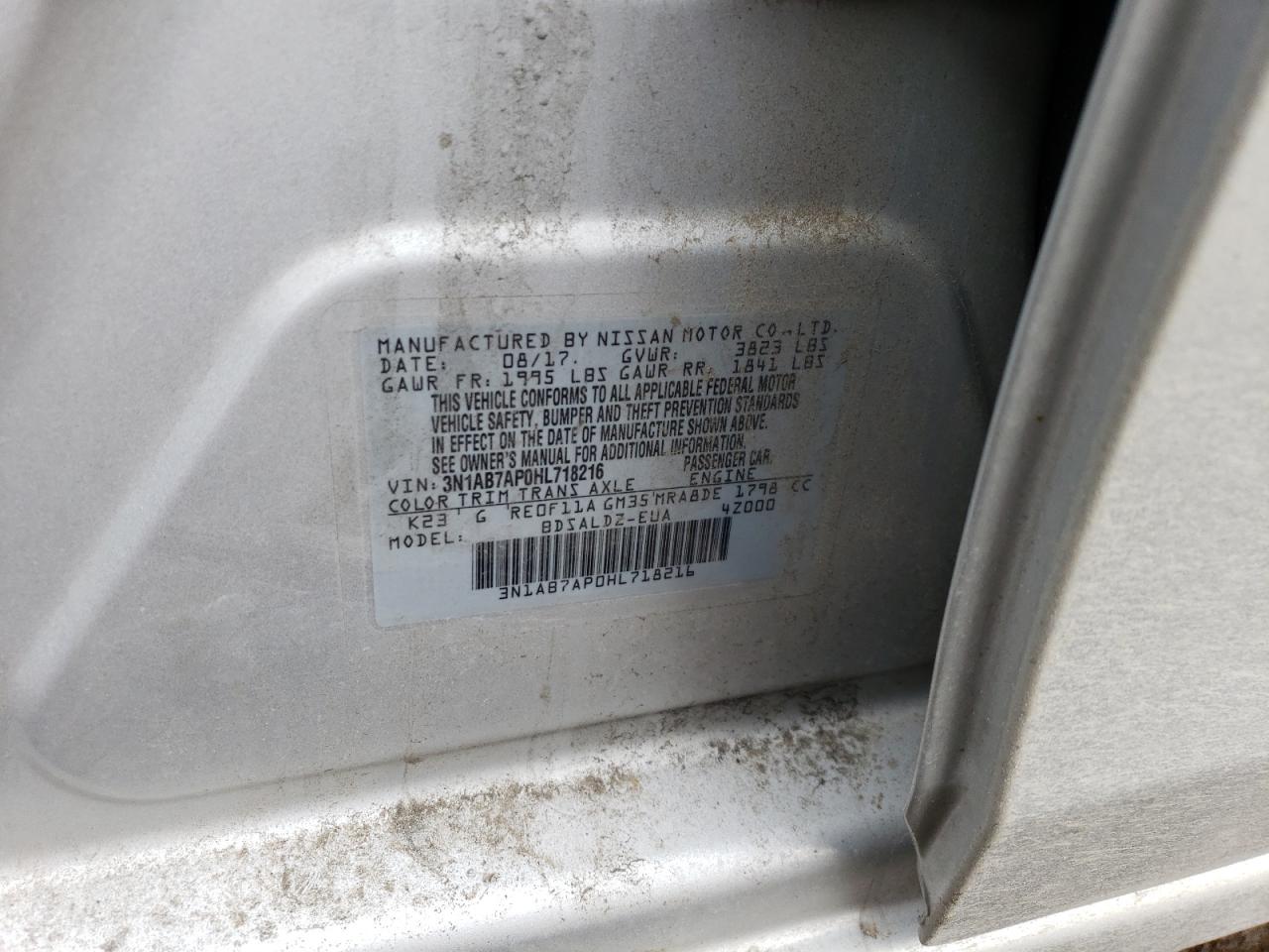 3N1AB7AP0HL718216 2017 Nissan Sentra S