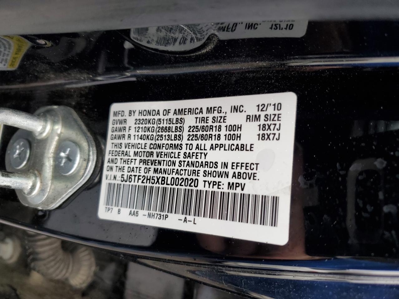 5J6TF2H5XBL002020 2011 Honda Accord Crosstour Exl