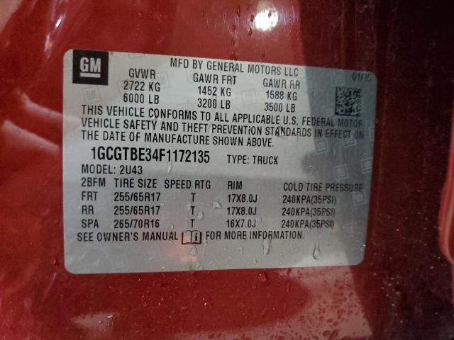 1GCGTBE34F1172135 | 2015 Chevrolet colorado lt