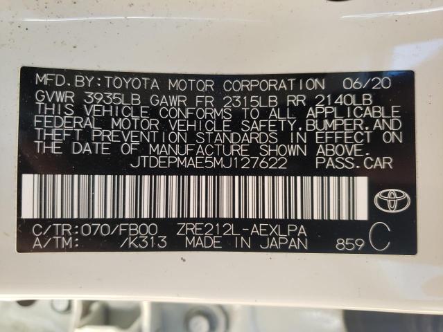 JTDEPMAE5MJ127622 | 2021 TOYOTA COROLLA LE