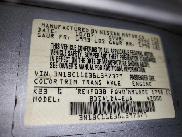 2008 Nissan Versa S VIN: 3N1BC11E38L397379 Lot: 37588754