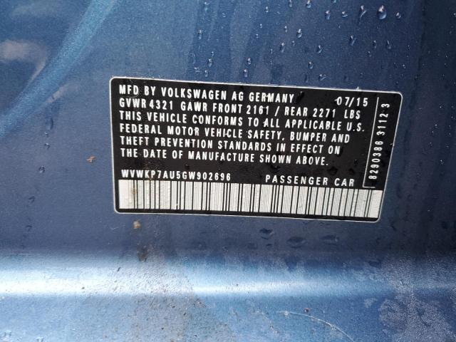 2016 VOLKSWAGEN E-GOLF SE WVWKP7AU5GW902696