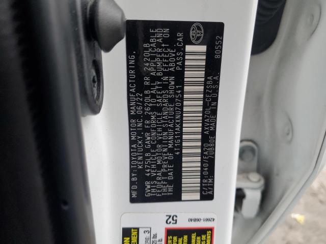 2022 TOYOTA CAMRY SE - 4T1G11AKXNU707541