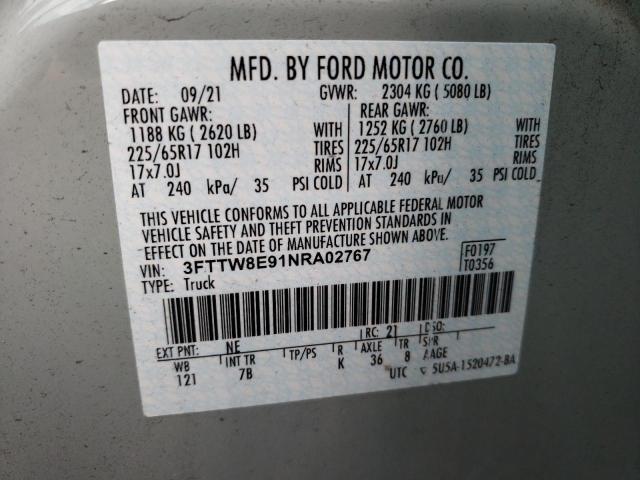 3FTTW8E91NRA02767 2022 Ford Maverick Xl