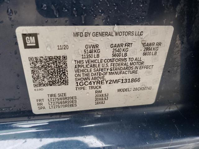 2021 Chevrolet Silverado K2500 High Country VIN: 1GC4YREY2MF131866 Lot: 39738914