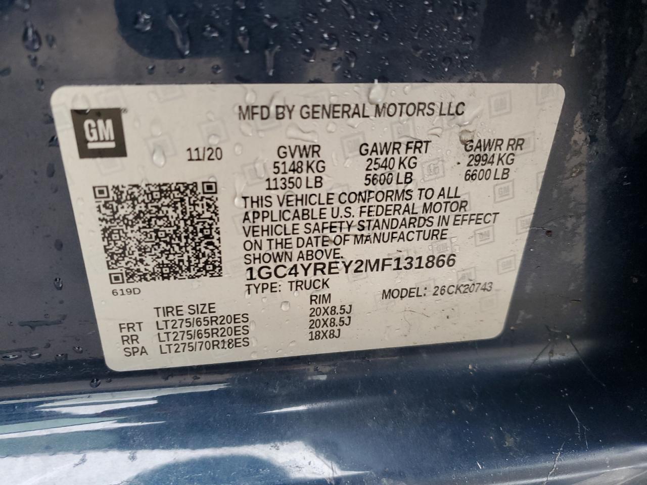 1GC4YREY2MF131866 2021 Chevrolet Silverado K2500 High Country