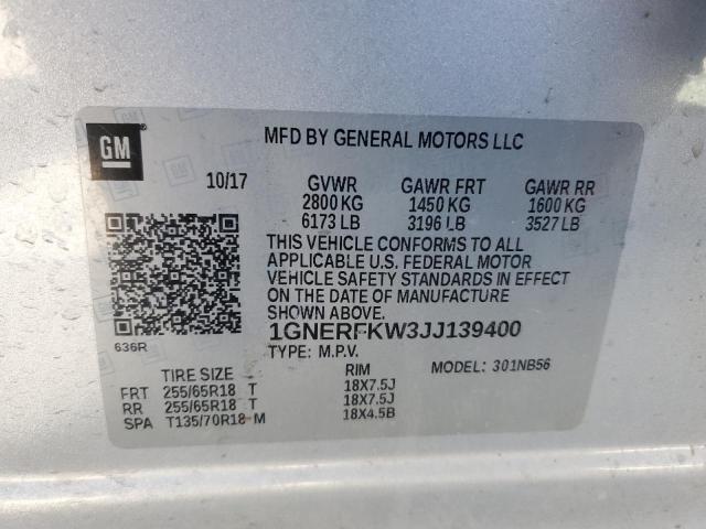 1GNERFKW3JJ139400 | 2018 CHEVROLET TRAVERSE L