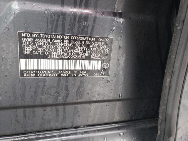 2009 Lexus Es 350 VIN: JTHBJ46GX92329838 Lot: 40018754