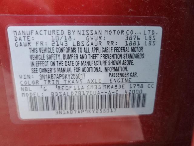 3N1AB7AP9KY255017 | 2019 NISSAN SENTRA S