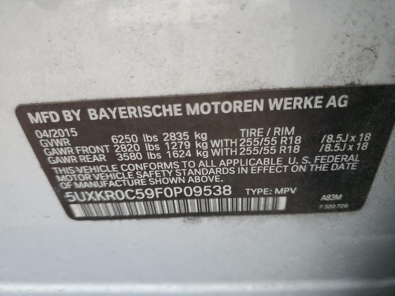 5UXKR0C59F0P09538 2015 BMW X5 xDrive35I