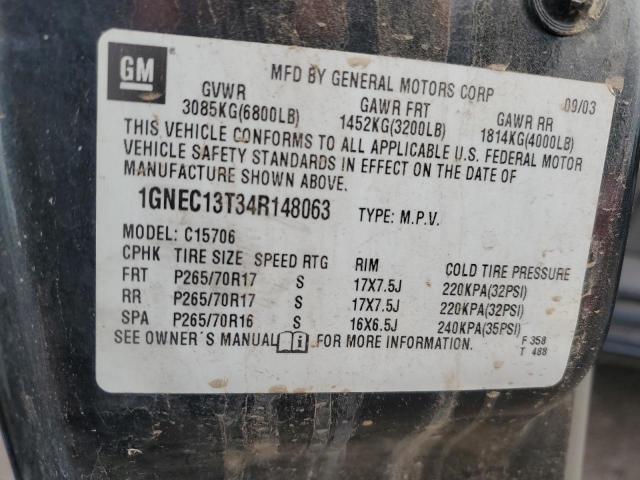 2004 Chevrolet Tahoe C1500 VIN: 1GNEC13T34R148063 Lot: 40093244