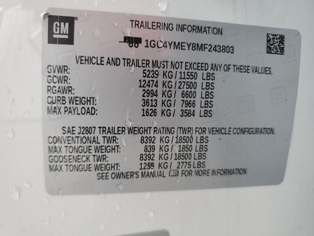 1GC4YMEY8MF243803 | 2021 CHEVROLET SILVERADO