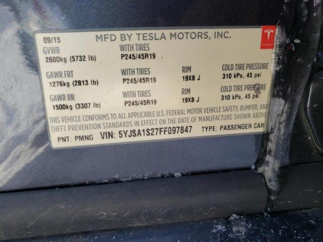 2015 TESLA MODEL S 70 5YJSA1S27FF097847
