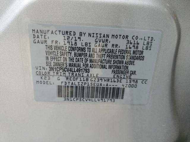 2020 Nissan Kicks Sv Xtronic Cvt VIN: 3N1CP5CV4LL491793 Lot: 43443190