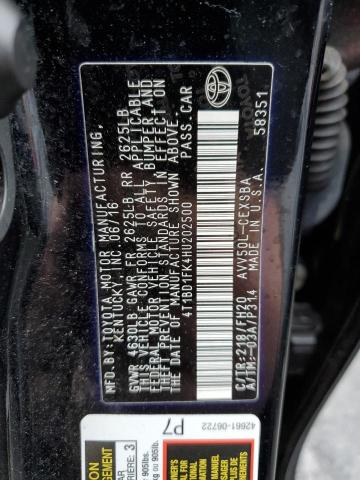 2017 TOYOTA CAMRY HYBR 4T1BD1FK4HU202500